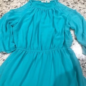 Teal blue, cold shoulder dress for a junior girl size small
